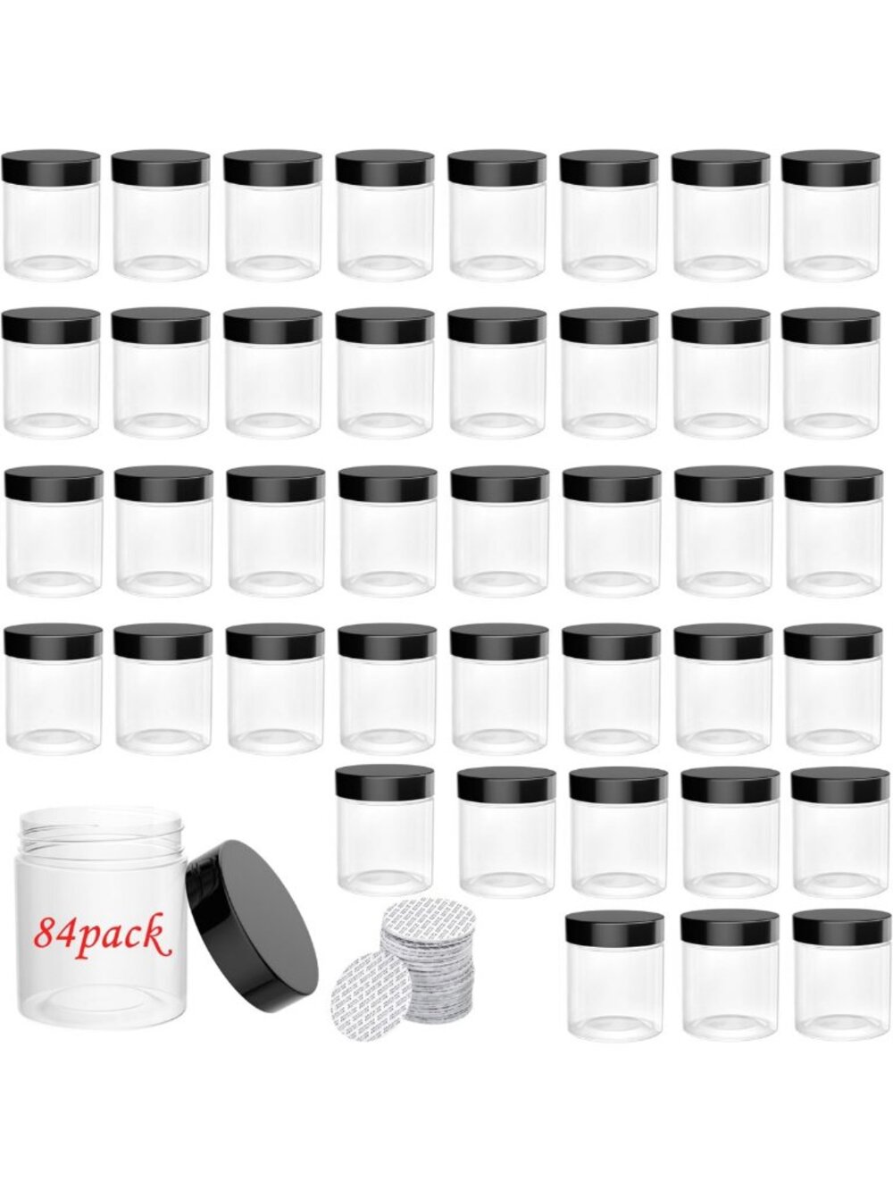 84 Pack 4oz Plastic Mini Jars with Lids for Clear Container for Storing